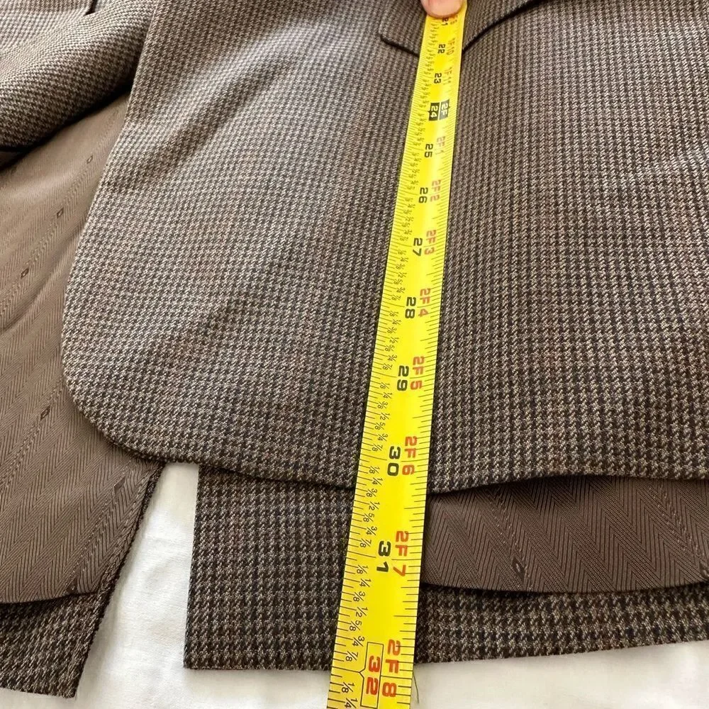 Joseph Feiss Gold 100% Wool Brown Blazer Sport Coat Jacket Size 40(M)